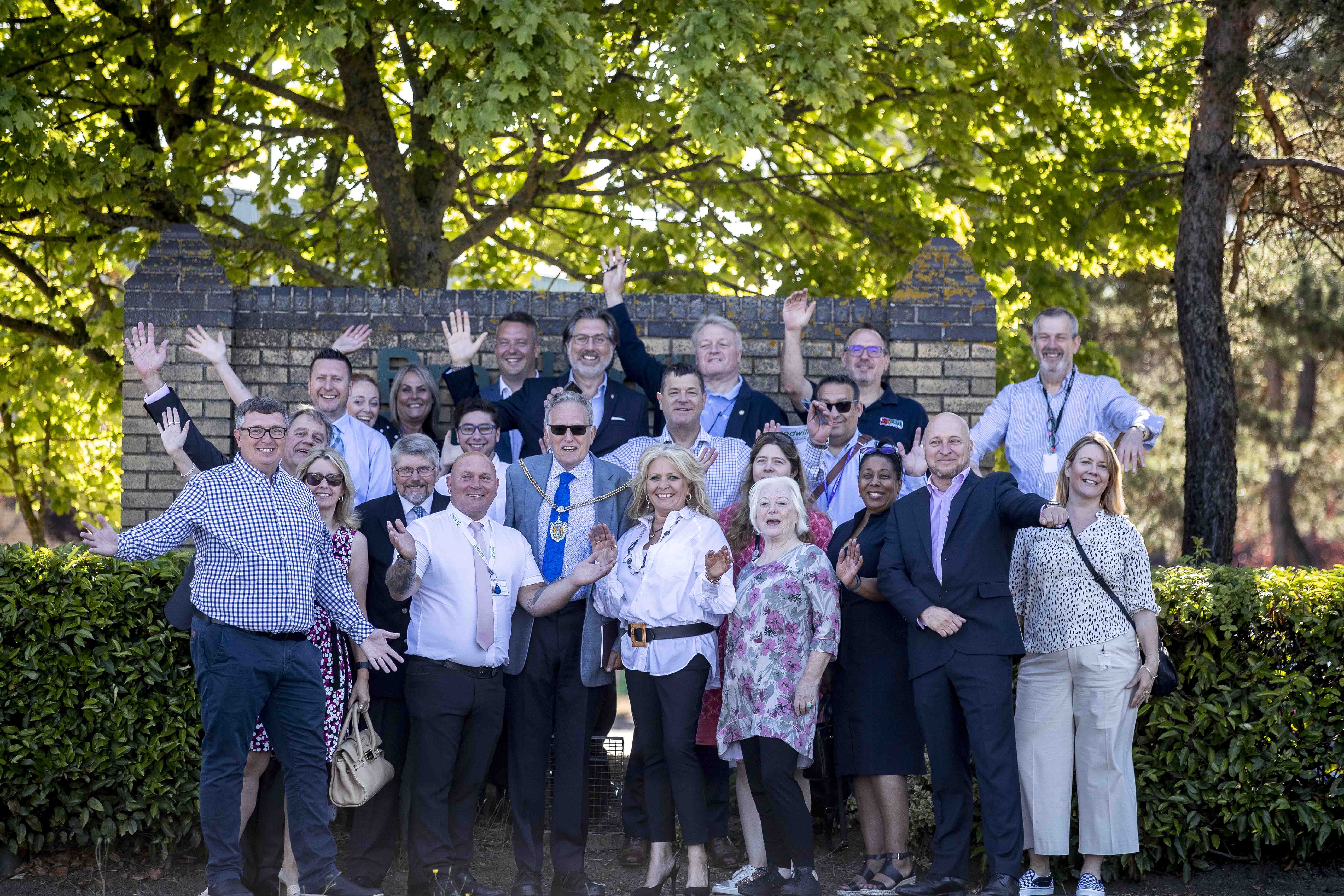 Mayor of Northampton Cllr Denis Meredith joins businesses to celebrate